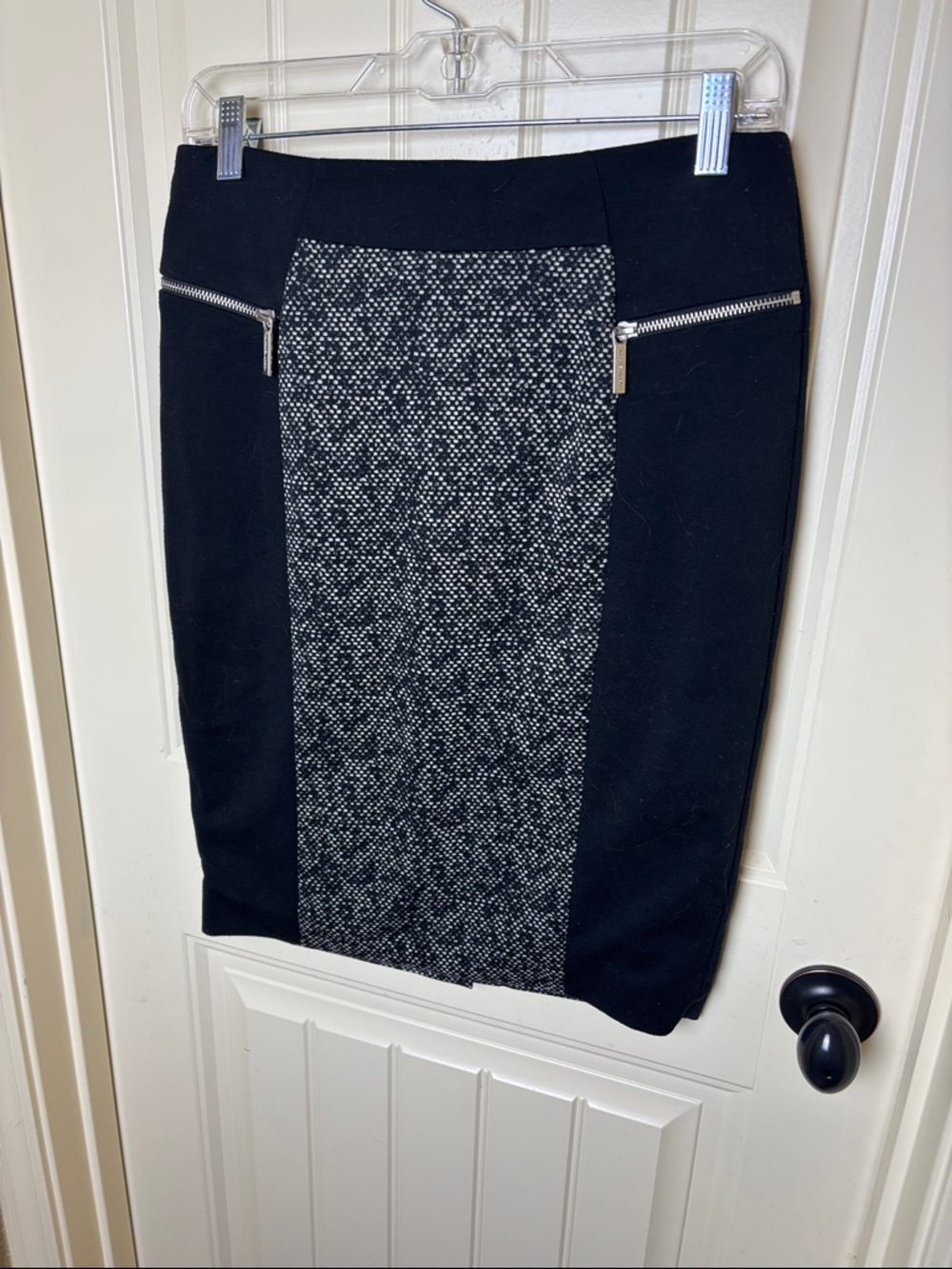 Michael Kors Black Pencil Skirt with Gray Textured Center
